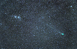 Comet C2014_Q2 Lovejoy and the Perseus double cluster imaged at La Cañada on 27 February 2015