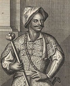 Moulay Ismail Ibn Sharif (Иллюстрация из John Windus' Reise nach Mequinetz, der Residentz des heutigen Käysers von Fetz und Marocco, Ганновер, 1726)