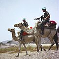 Blue is the colour of United Nations peacekeepers, known as Blue Helmets. These soldiers are patrolling the border between Ethiopia and Eritrea.