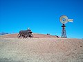 Cart and windmill at the National Ranching Heritage Center in Lubbock, Texas, USA.