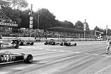 The close finish of the race, with five drivers crossing the finish line within a second