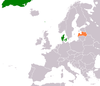 Location map for Denmark and Latvia.