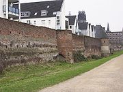 Section of the historic city walls. City walls adjacent to the Altstadtpark in the Inner Harbor