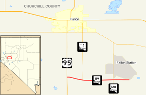 Nevada State Route 119 travels west to east from US 95 to NAS Fallon.