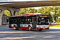 4路所使用的福田BJ6123C7BTD-1天然气客车行驶在航天桥，摄于2021年