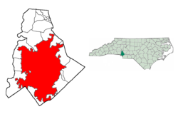 Charlotte's location in Mecklenburg County in the state of North Carolina