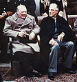 Prime Minister Winston Churchill and President Franklin D. Roosevelt during the Yalta Conference, 1945.