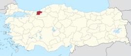 Location of the province within Turkey