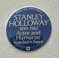 English Heritage plaque at 25 Albany Road, Manor Park, Newham commemorating actor Stanley Holloway (erected 2009)