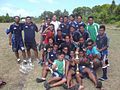 Los jugadores del Tofaga celebran la obtención de la Copa Navidad 2010.