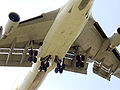 Wing and fuselage undercarriages on a Boeing 747-400, shortly before landing