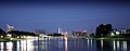 Downtown Wichita, Kansas, skyline at night from The Keeper of the Plains at the Arkansas River