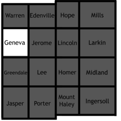 Location of Geneva Township in Midland County, Michigan.