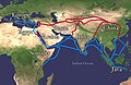 Image 1The Silk Road extending from Southern Europe through Africa and Western Asia, to Central Asia, and eventually South Asia, until it reaches China, and Southeast Asia (from History of Uzbekistan)