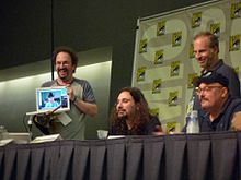 Stamatopoulos (center) at the 2008 San Diego Comic-Con for TV Funhouse