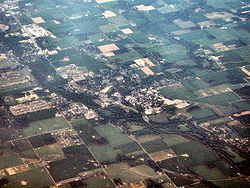 Yorktown from the air, looking east.