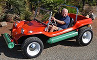 Bruce Meyers behind the wheel of the first Manx