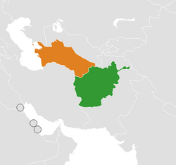 Map indicating locations of Afghanistan and Turkmenistan