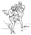 Low-kick with a side step (counterattack)