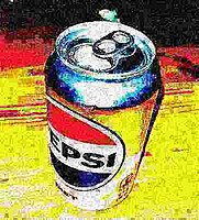 An example of a "deep fried" image made from a photo of a can of Diet Pepsi