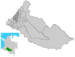 Location of the municipality and town of Florencia, Caquetá in the Caquetá Department of Colombia.