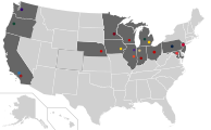 The Big Ten as it now exists, after the 2024 additions of Oregon, UCLA, USC, and Washington