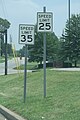 Two contradictory United States speed limit signs