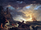 Joseph Vernet, 1759, Shipwreck; the 18th century "sublime"