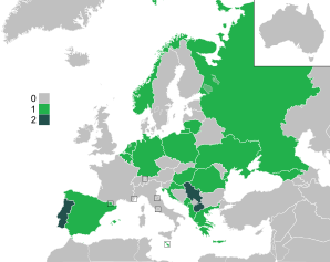 A coloured map of the countries of Europe