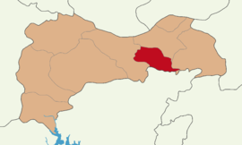 Map showing Üzümlü District in Erzincan Province