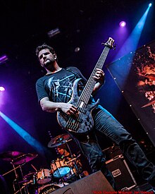 Felipe Andreoli with his Ibanez bass