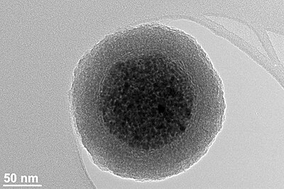 Maghemite nanoparticle cluster with silica shell.