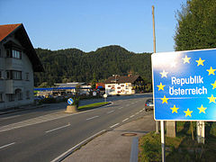 The borders inside the Schengen Area between Germany and Austria