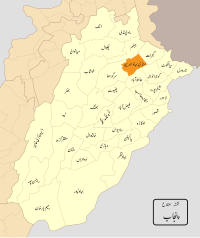 Map of Punjab with Mandi-Bahauddin District highlighted