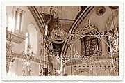 Sepia image of synagogue interior