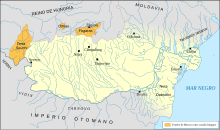 Map of Wallachia, Dobruja, and three fiefs in the Kingdom of Hungary