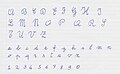 Cursive letters and numbers as usually taught in Italy.