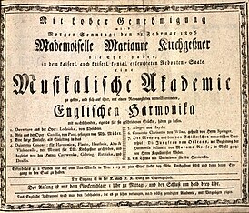 Афиша концерта Кирхгесснер в Вене (Mozart's K. 617)