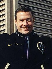 Martin O'Malley smiling in a Baltimore Ravens jacket