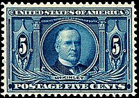 Louisiana Purchase Exposition stamp (1904) honoring McKinley, who had signed a bill authorizing a subsidy for that upcoming event