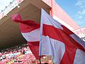 An example of the flags used by the "Ultras" in the Wedlock Stand (The Eastend)