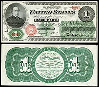 Obverse and reverse of a one-dollar greenback