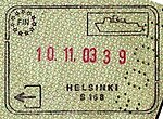 Exit stamp for ferry travel, issued at port of Helsinki in Finland