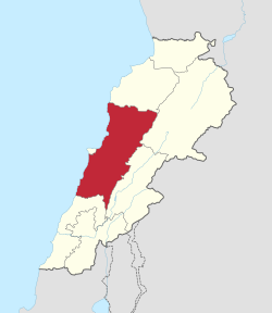 Map of Lebanon with Mount Lebanon highlighted