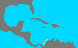 Distribución de D. colombiensis en el mar Caribe.[1]​