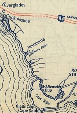 Poinciana on a road map, c. 1927