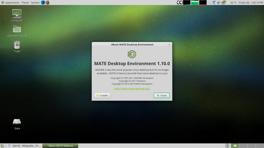 Screenshot of MATE 1.10, GTK3 version, on Manjaro Linux.