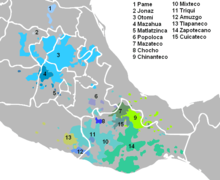 A detailed map showing the dispersion of various languages.