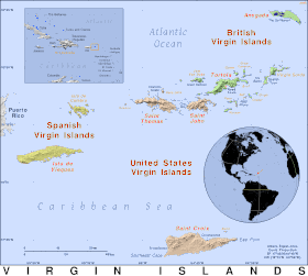 Mapa del archipiélago de las Islas Vírgenes