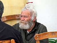 Old man from Crete dressed in the typical black shirt.